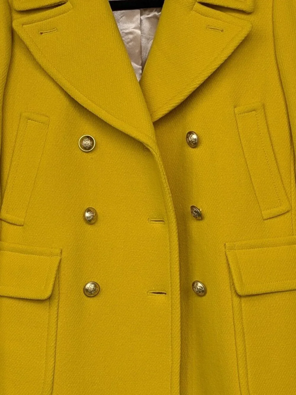 J.Crew Majesty Peacoat Italian Stadium-Cloth Wool Yellow Size 4